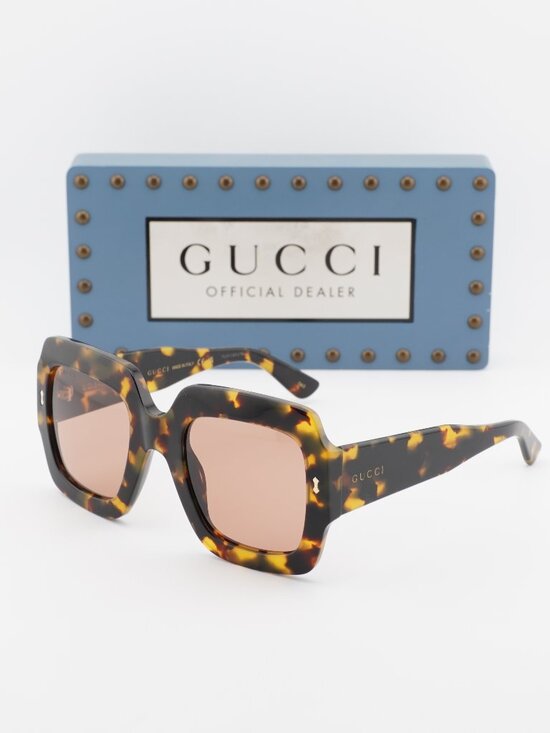 Gucci GG1111S 003 Square Sunglasses - Havana/Red main image 6
